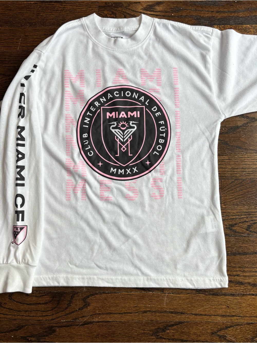 MLS Inter Miami Soccer CF Messi 10 Youth Long Sleeve Shirt White Size 11/12